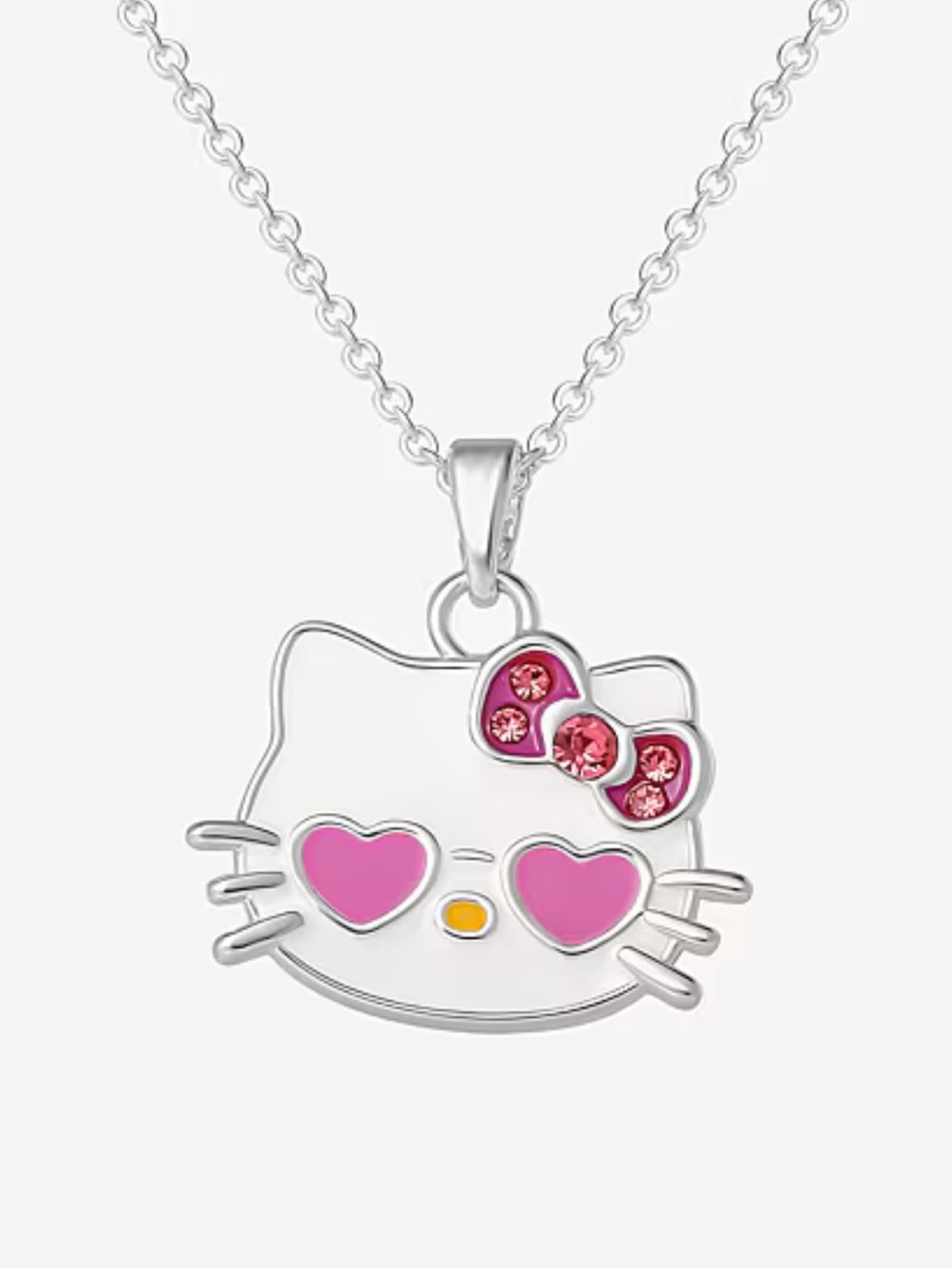 Hello Kitty Silver-Tone Pendant with Pink Heart Sunglasses